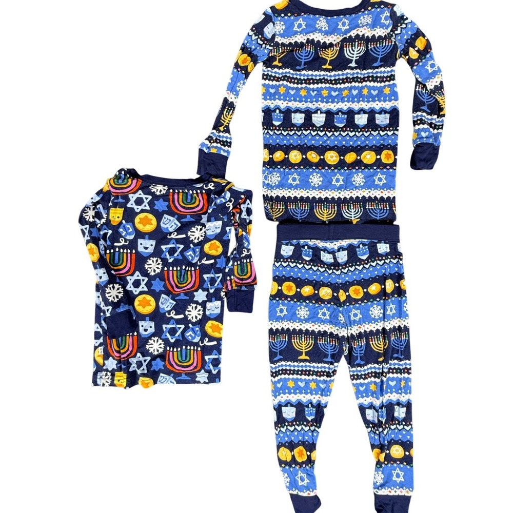 Little Sleepies Pajamas Kids 18-24 Months Blue Hanukkah Lunaluxe Bamboo 3pc Set